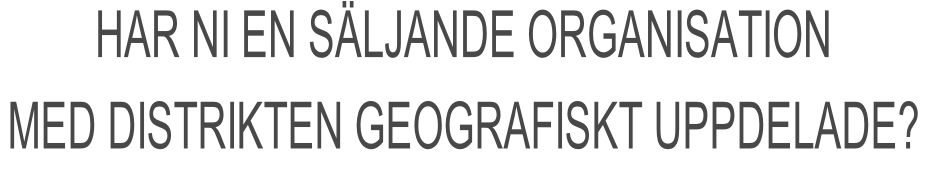 HAR ni en SÄLJANDE ORGANISATION MED DISTRIKTEN GEOGRAFISKT UPPDELADE?